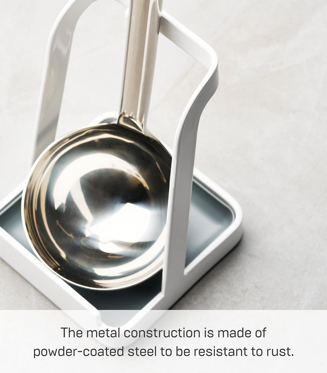 Yamazaki 2248 TOWER Ladle &amp; Pot Lid Stand, White, Steel, Minimalist Design, 10 x 10 x 15 cm (LxWxH)