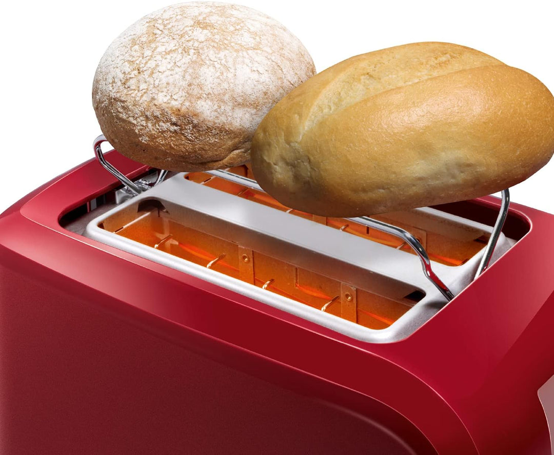 Bosch Kompakt Toaster CompactClass TAT3A014, integrierter Edelstahl-Brötchenaufsatz, mit Abschaltaut