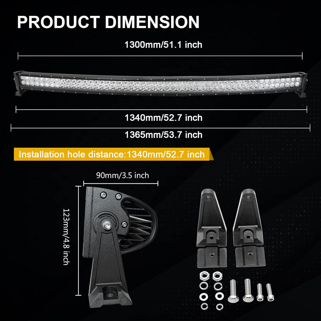 AUXTINGS LED-Lichtleiste 52 Zoll 132,1cm 300W gebogen LED arbeitsscheinwerfer Zusatzscheinwerfer Aut