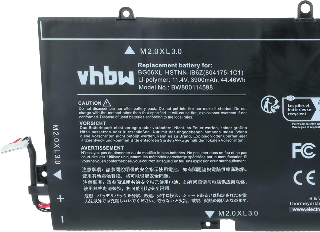 vhbw Akku kompatibel mit HP EliteBook Folio 1040 G3 Notebook (3900mAh, 11,4V, Li-Polymer)
