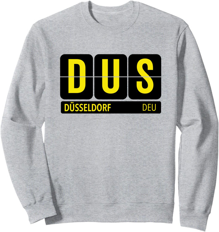 DUS Düsseldorf Deutschland Reise Souvenir gelb Text Sweatshirt