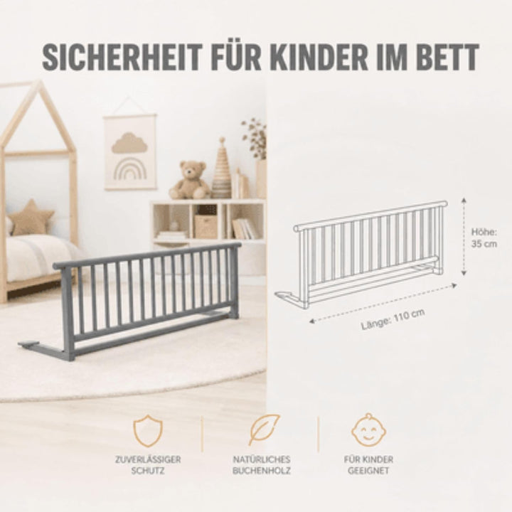 Set Bettschutzgitter aus Buchenholz & Stoffwindel von Kinderhaus Blaubär | Rausfallschutz für Baby &
