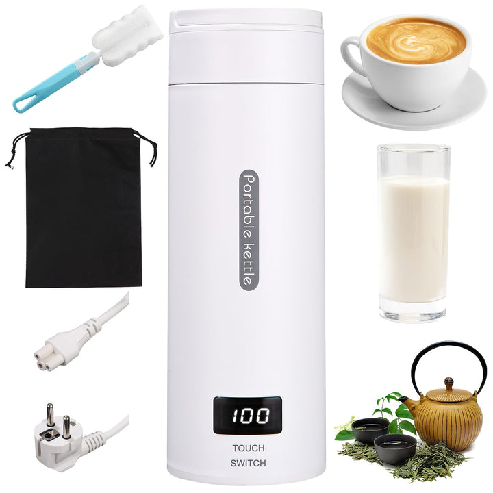 500ML Kleiner Tragbarer Wasserkocher, 3 in 1 Mini Elektrische Wassertasse mit Temperatureinstellung,