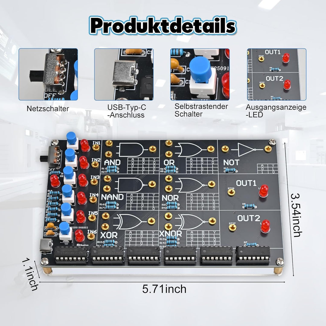 DIY Logikgatter Lötbausatz mit LED Anzeige, BANRIA Elektronik Lötset zum Löten Lernen mit AND OR NOT