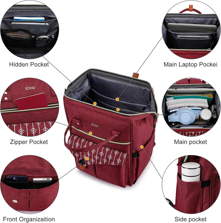 Rucksack Damen, Schulrucksack Mädchen Teenager, Laptop Rucksack mit USB-Ladeanschluss für Arbeit, Wa