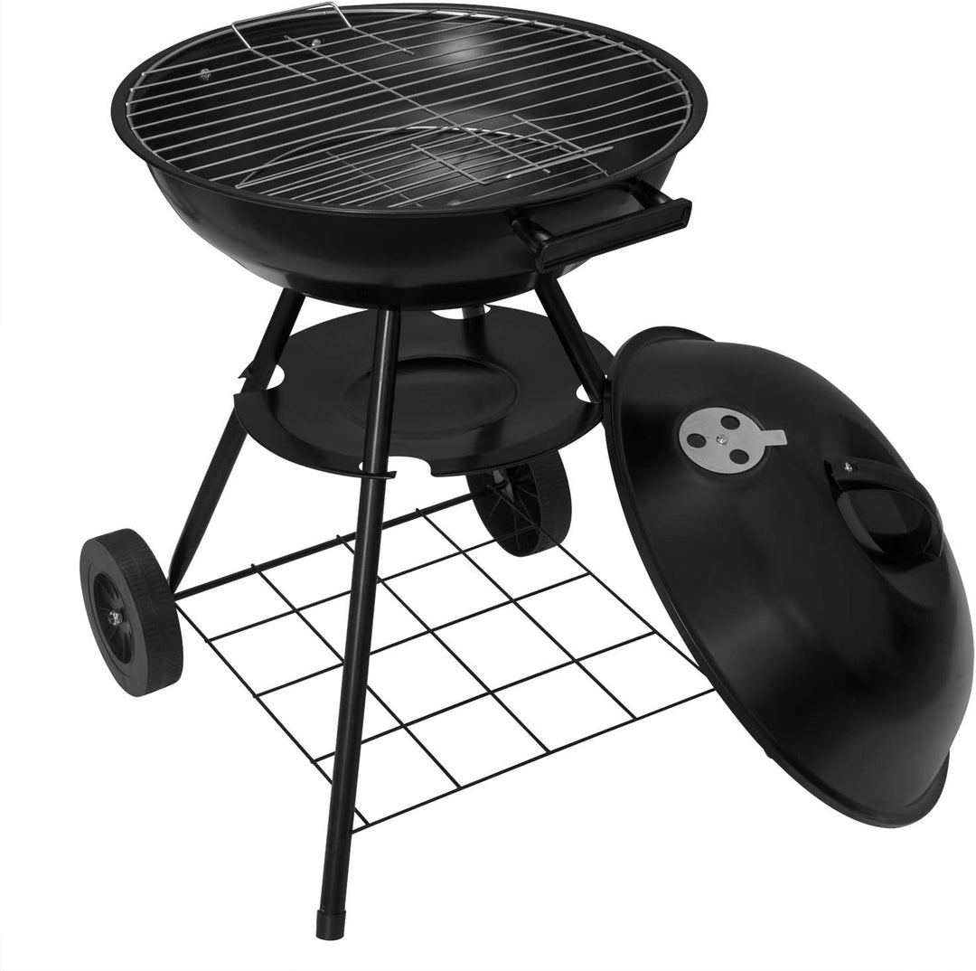 eSituro SBBQ0005 Holzkohlegrill Rundgrill Holzkohle-Grillwagen mit Rädern Deckel Standgrill Barbecue