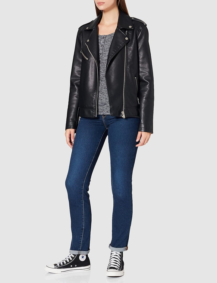 Timezone Damen Slim Henley Longsleeve T-Shirt XS Black Melange, XS Black Melange