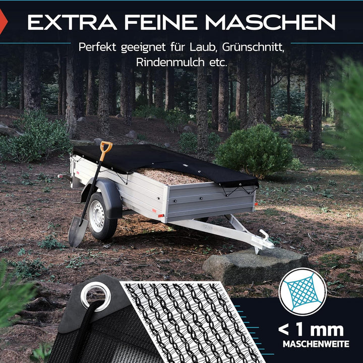 TRIBURG Anhängernetz Feinmaschig 1x2 - Abdecknetz für Anhänger zur Ladungssicherung - Anhänger Netz