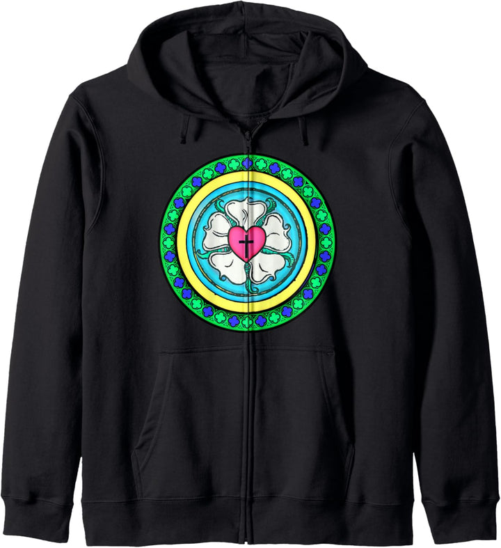 Martin Luther Rose Lutherisches Symbol Helle Farben 5 Solas Kapuzenjacke