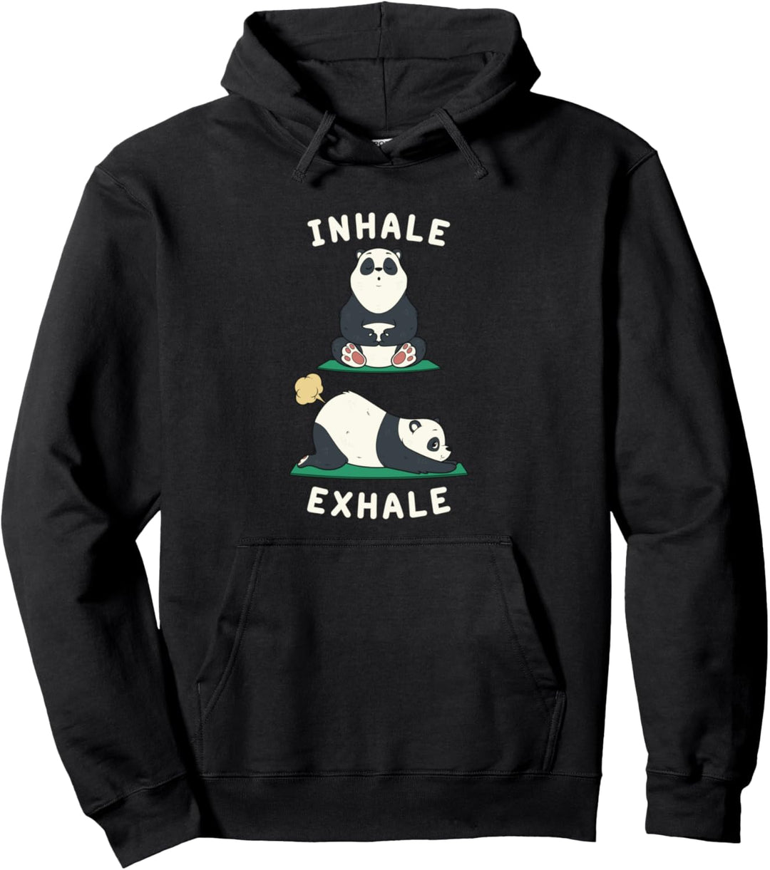 Lustige Yoga Einatmen Ausatmen Furzende Panda Yoga Position Pullover Hoodie