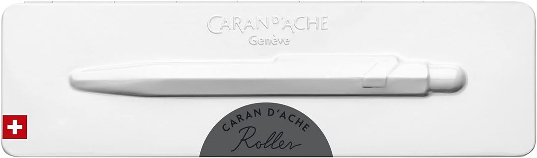 Caran d'Ache Kugelschreiber 849 Popline mit Etui Grau lackiert Strichstärke: M, Schriftfarbe: Blau,