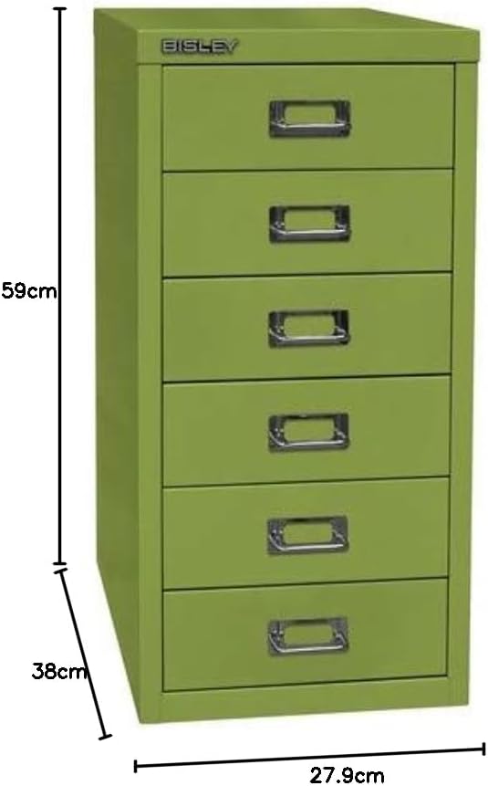 BISLEY MultiDrawer, 29er Serie, DIN A4, 6 Schubladen, Metall, 641 Zinkgelb, 38 x 27.9 x 59 cm, 641 Z