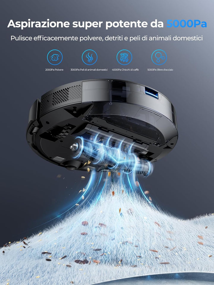 Laresar Clean Saugroboter mit Wischfunktion 3 in 1, 5000Pa Staubsauger Roboter mit Laser Navigation,