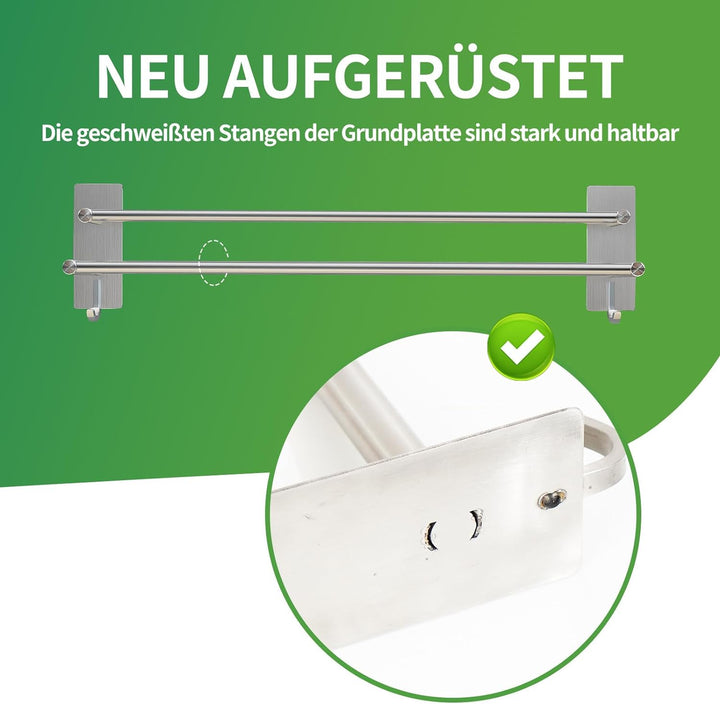 JS Handtuchhalter ohne Bohren Bad Handtuchstange Edelstahl Gebürstet Selbstklebend Badetuchhalter Do