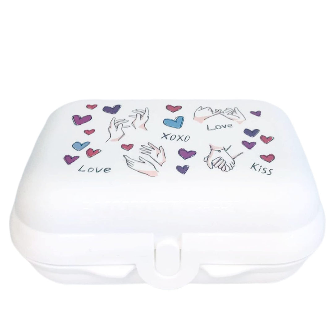 Tupperware to Go Twin weiss Love Kiss Brotdose Sandwich Box Behälter Kindi Twin Kind Kindergarten Sc