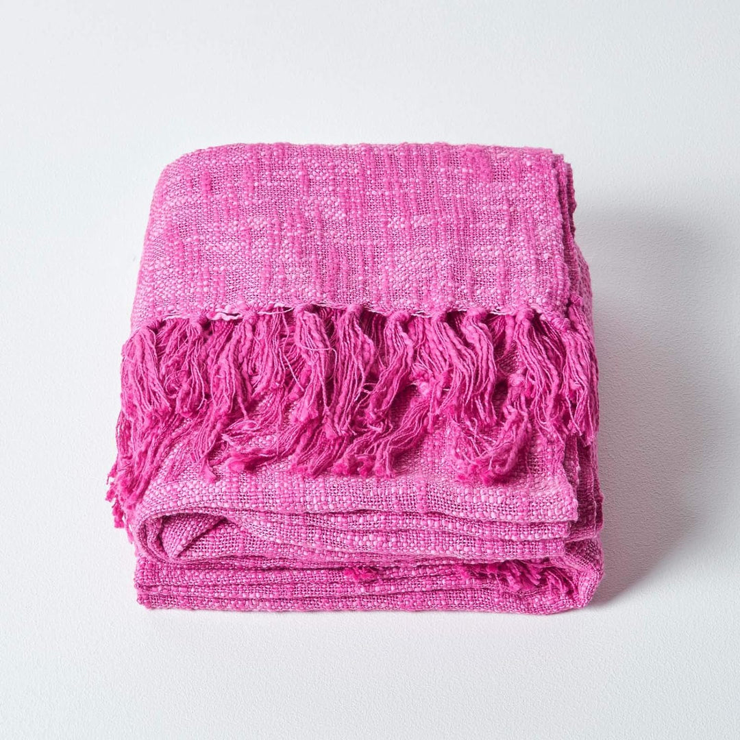 Homescapes extra grosse Tagesdecke Nirvana, pink, Wohndecke/Sofaüberwurf aus 100% Baumwolle, 225 x 3