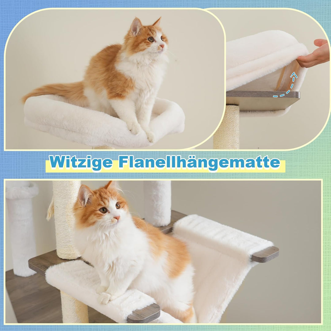 Hey-brother Holz Kratzbaum, 184cm Katzenbaum für Grosskatze, mehrstöckiger Stabil Katzenkratzbaum Mi
