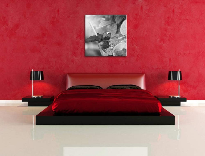 Pixxprint Erfrischender Mojito Cocktail als Leinwandbild | Grösse: 70x70 cm | Wandbild | Kunstdruck