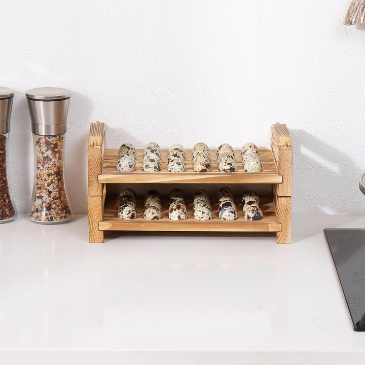 KingLin Wachteleierhalter aus Holz, Taubeneierhalter, Arbeitsplatte, 2-stöckig, Wachteleier-Aufbewah
