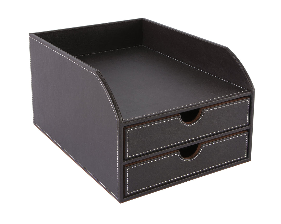 Osco Faux Leather 2 Tier Sorter with Letter Tray - Brown Single, Single