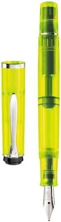 Pelikan Füllhalter Classic 205 Duo Highlighter, Neon Gelb, hochwertiger Kolbenfüller im Geschenk-Etu