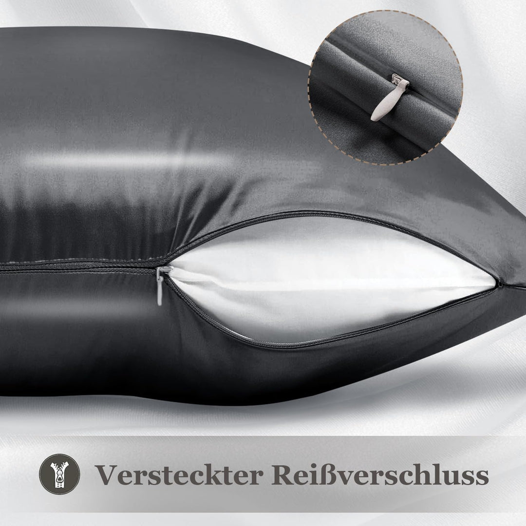 Adubor 100% Seidenkissenbezug 40x40cm für Haar und Haut, mit verstecktem Reissverschluss, beide Seit