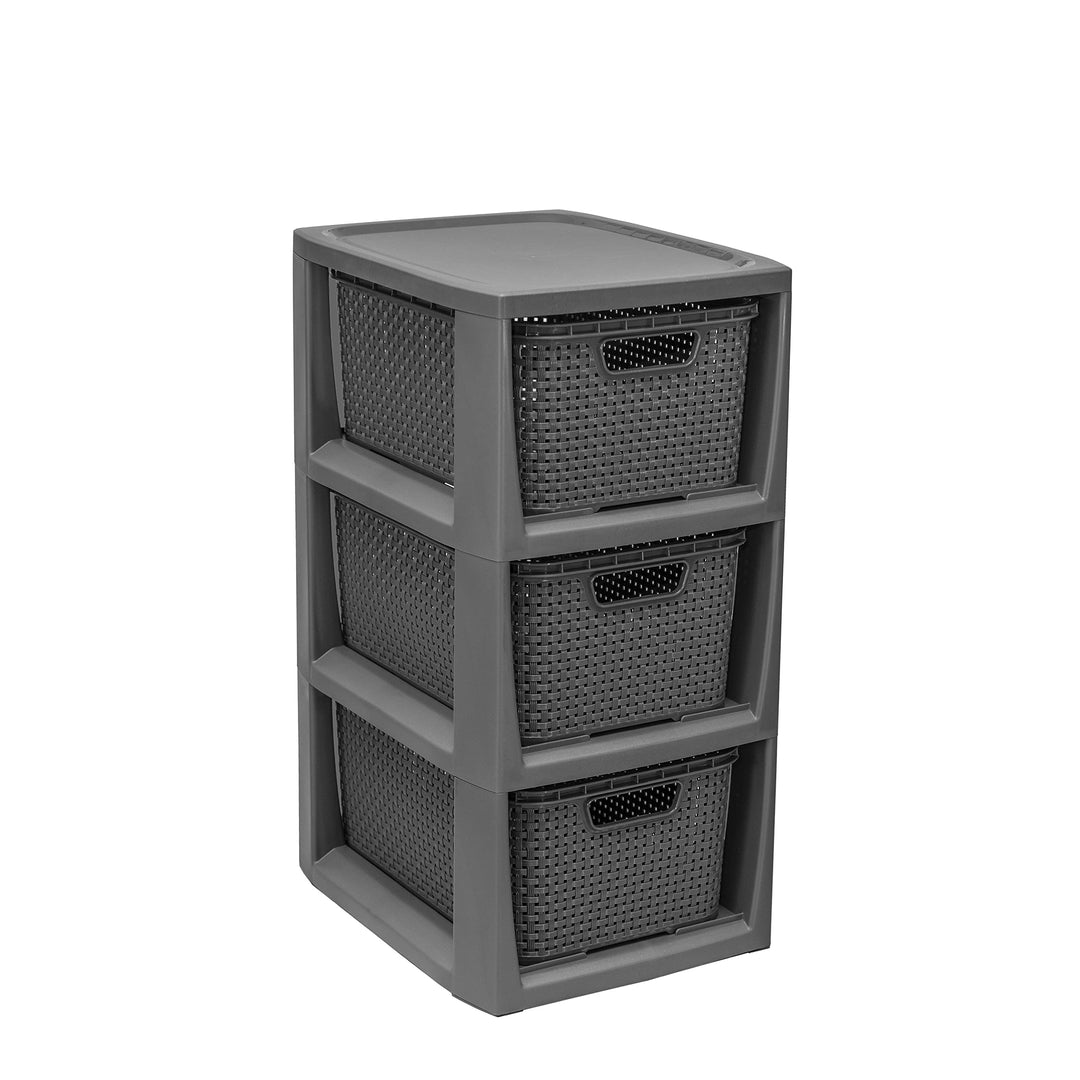 BranQ - Home essential 100% recycelt Kunststoff PP, Ökologisch, Regal in Rattan Design, 29,5x24x48,7