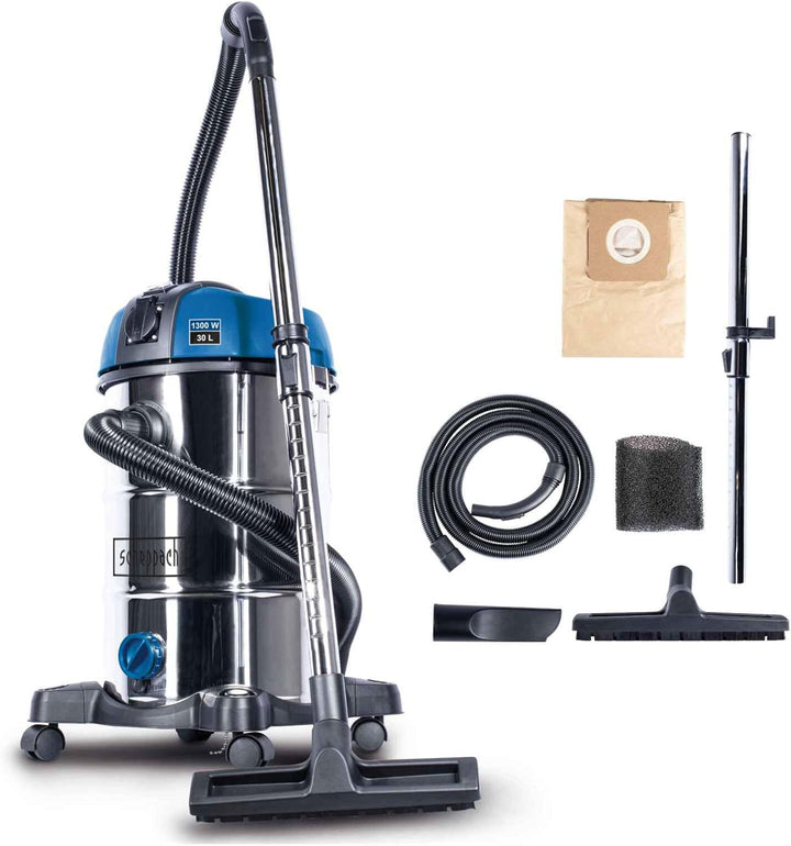 Scheppach NTS30 Premium 3in1 Nass- und Trockensauger 30L | Industriesauger mit Steckdose & Einschalt