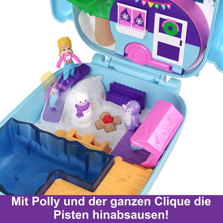 Polly Pocket Pyjamaparty Schnee-Eule - Spielset mit Wasserspass und 2 Teilen mit Farbwechseleffekt,