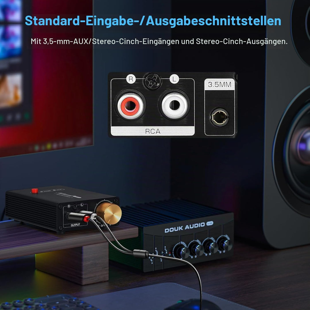 Nobsound Mini Stereo Line Level Booster Verstärker Audio Vorverstärker 20dB Verstärkung + Lautstärke
