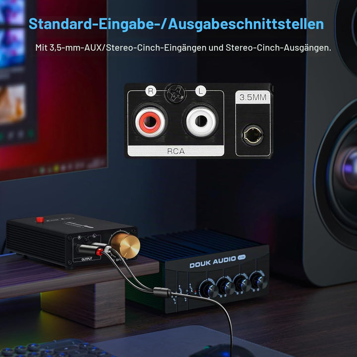 Nobsound Mini Stereo Line Level Booster Verstärker Audio Vorverstärker 20dB Verstärkung + Lautstärke