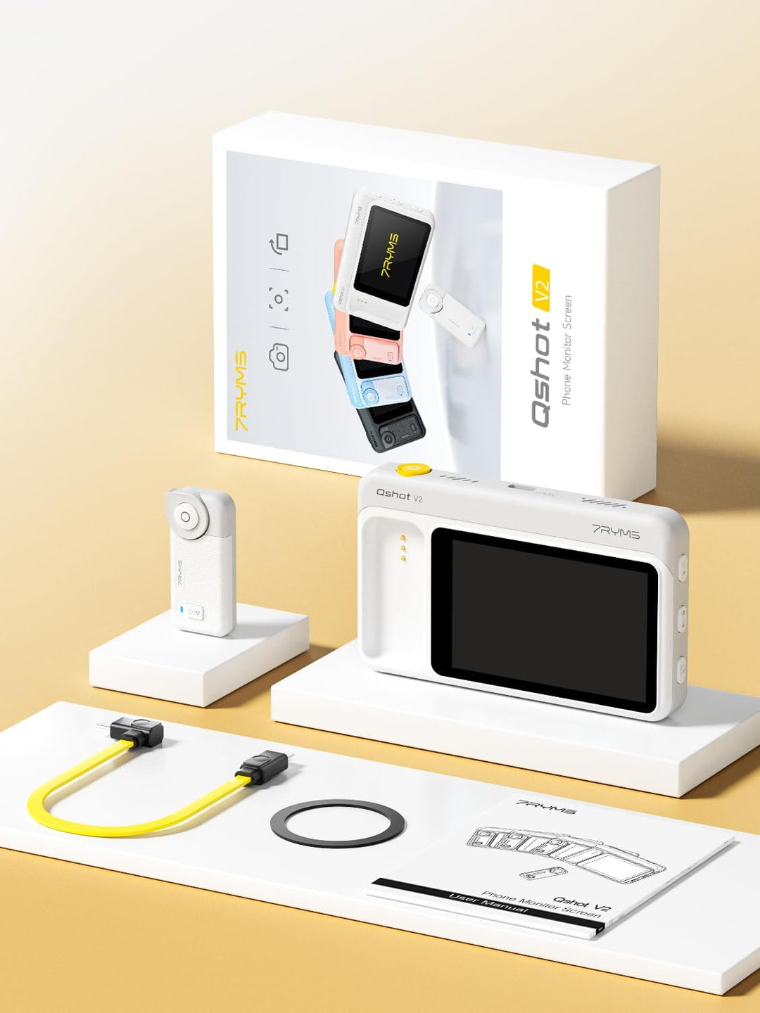 7RYMS Qshot V2 Selfie-Monitor-Bildschirm für iPhone & Android,4K 60fps magnetischer Rückkamera-Monit