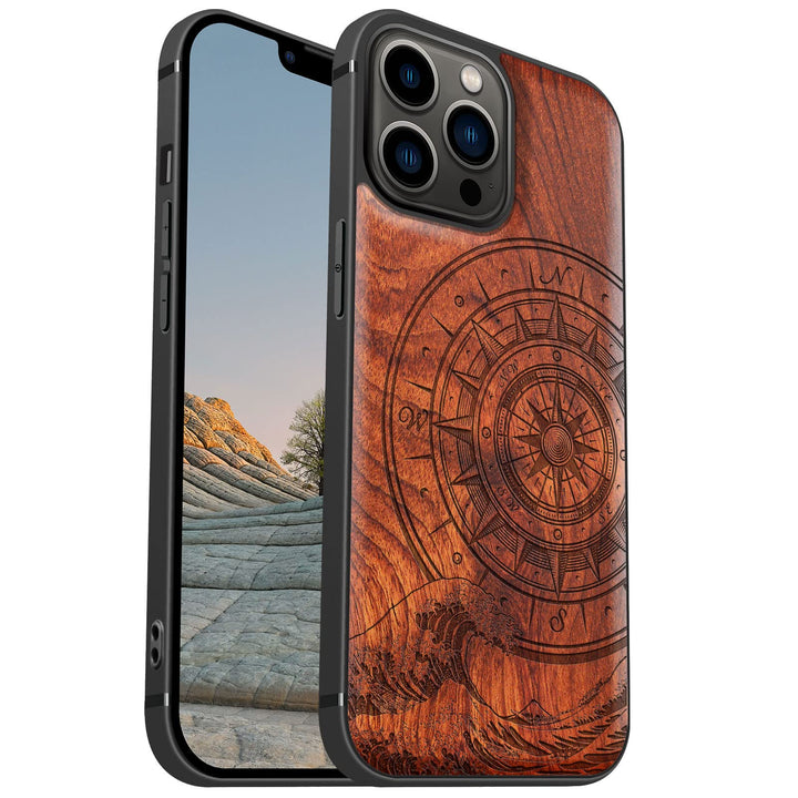 Carveit Magnetisch Hülle für iPhone 13 Pro Max Case [Elegante Rosenholz] [Weich TPU Stossstange] Sto