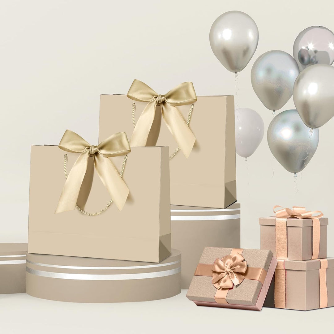Geschenktüte mit Schleife,Geschenktüte Weiss,Geschenktaschen für Geburtstag, Hochzeit, Festivalfeier