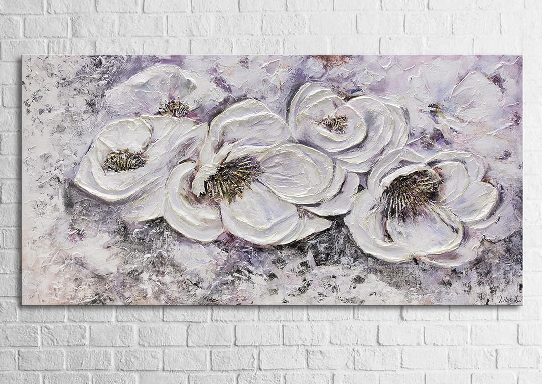 YS-Art Abstrakt Acryl Gemälde auf Leinwand handgemalt Lieblingsblumen Wandbilder Wohnzimmer moderne