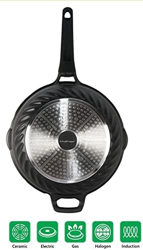 Cheffinger Pfannen-Set Ø 32cm »WOK Wokpfanne Pfanne mit Glasdeckel Induktion CF-DW32«