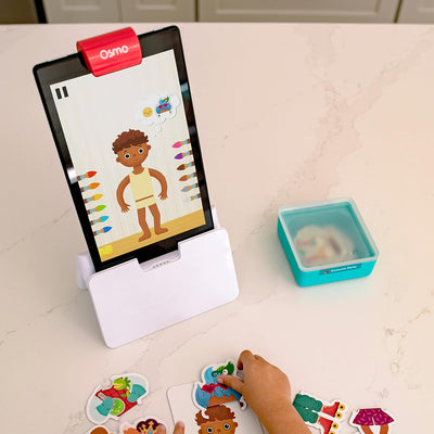 Osmo - Little Genius Starter Kit für Fire-Tablet - 4 Lernspiele - 3-5 Jahre - Buchstaben, Laute, Kre