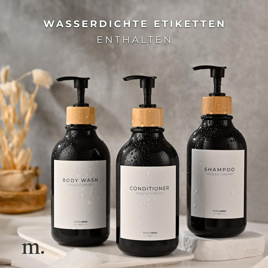 MaisoNovo Shampoo Spender Für Dusche 3er Set - Schwarz Duschgelspender Für Dusche Mit Pumpe Schwarz