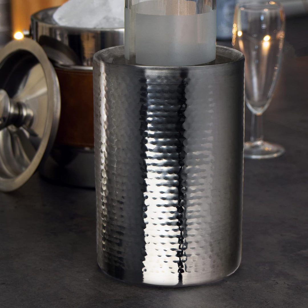 com-four® 2x Flaschenkühler - Sektkühler - Eiswürfelkühler aus Edelstahl, Weinkühler - Eiswürfelkübe