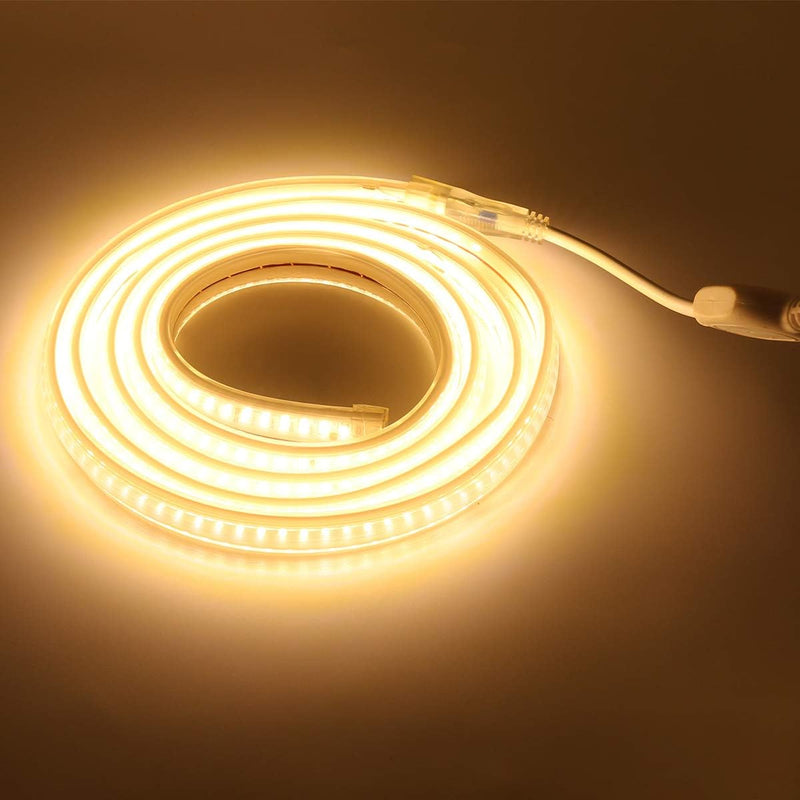 FOLGEMIR 15m Warmweiss LED Band, 2835 SMD 144 Leds/m Lichtleiste, 220V 230V Strip, sehr helle Beleuc