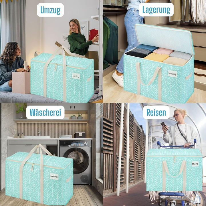 VENO 102 Liter Grosse Aufbewahrungstasche, Aufbewahrungsbox mit Deckel, Starke Griffe Umzugstaschen