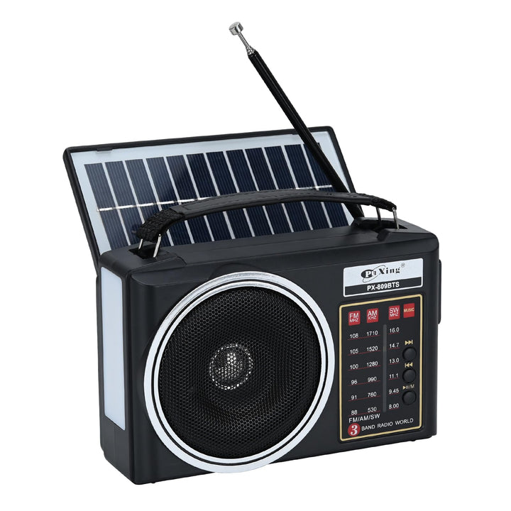 Tragbares Retro-Radio, kompaktes AM/FM/SW-Bluetooth-Radio mit Solarpanel, tragbare LED-Beleuchtung,
