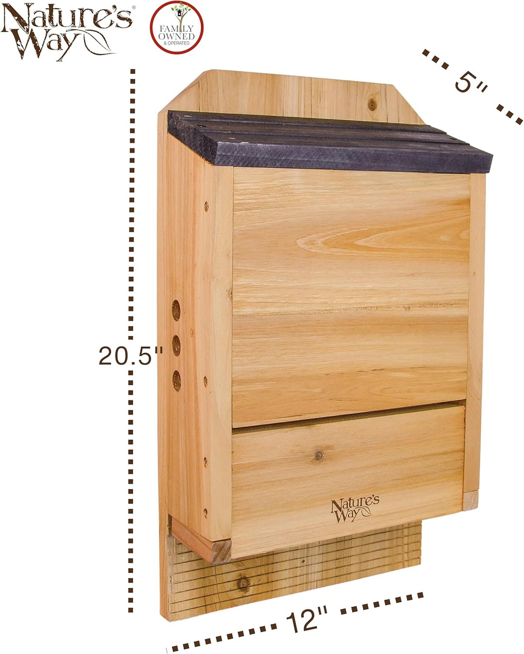 Nature 's Way Vogel Produkte cwh6 Triple Kammer Cedar Bat House, 52,1 x 30,5 x 12,7 cm Garten, Garte