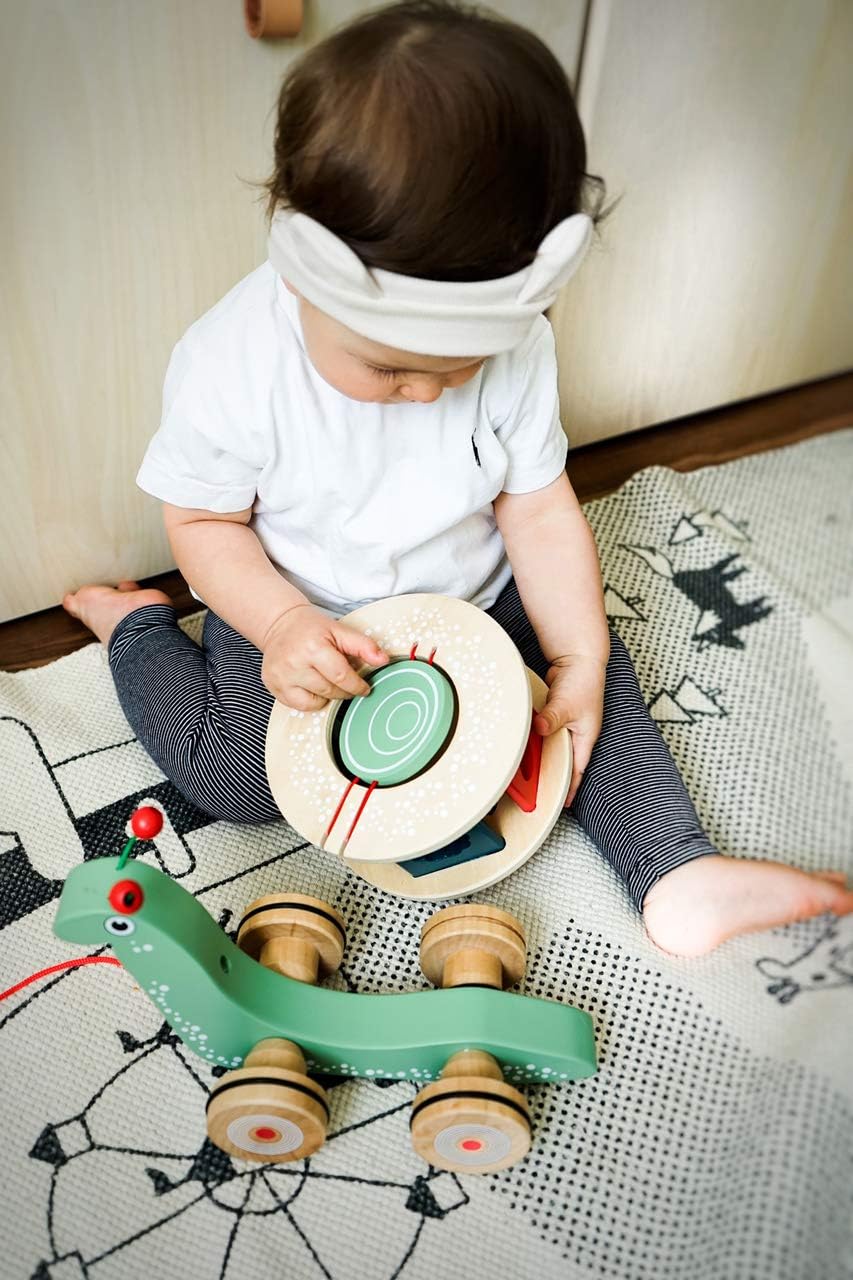 Small Foot Nachzieh-Stecktier Schnecke aus Holz, Motorikspielzeug zum Laufenlernen, für Kinder ab 12