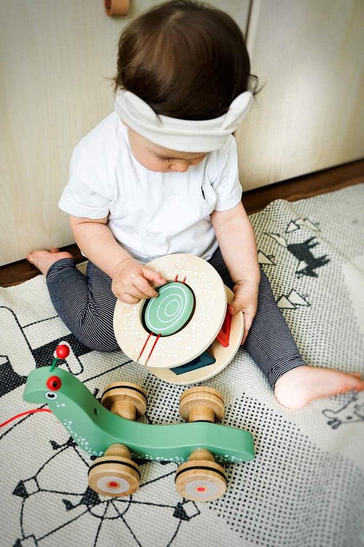 Small Foot Nachzieh-Stecktier Schnecke aus Holz, Motorikspielzeug zum Laufenlernen, für Kinder ab 12