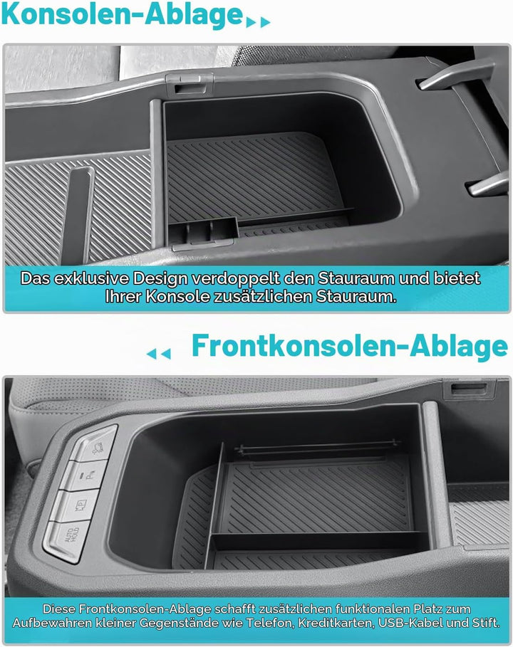 [2 Stück] CDEFG Kompatibel mit Kia EV3 2025 2026 Mittelkonsole Organizer + Armlehne Aufbewahrungsbox
