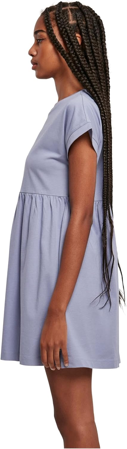 Urban Classics Damen Kleid Ladies Organic Empire Valance Tee Dress, Volantkleid für Frauen, Loose Fi