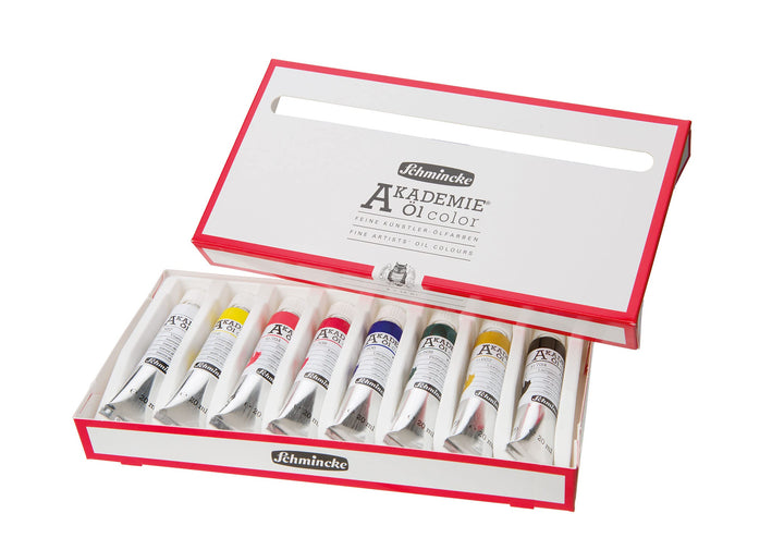 Schmincke - AKADEMIE Öl, Grundsortiment 8 x 20 ml Tuben, 79 108 097, feine Künstler-Ölfarben, brilla