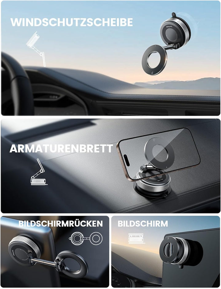 Lamicall Magnetische Handyhalterung Auto für Magsafe Autohalterung - [Vakuum Saugnapf & 24X Magnet]