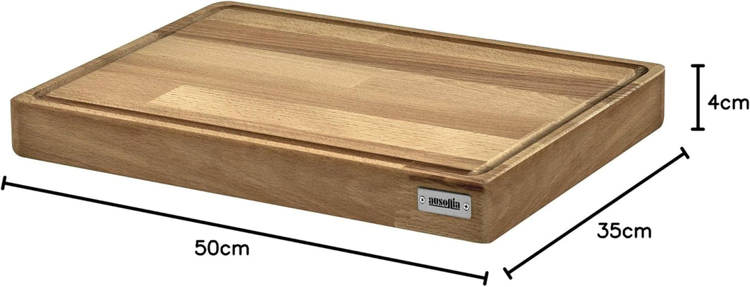 AUSONIA - 66441 FLEISCHER-SCHNEIDEBRETT BUCHENHOLZ-SCHNEIDEBRETT 50x35x4 MIT MIT GUMMIFÜSSEN